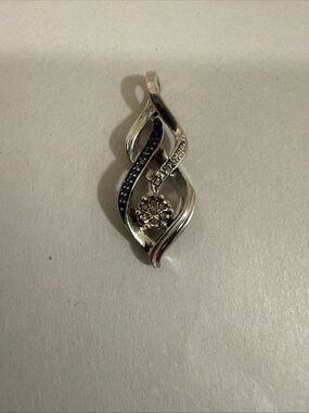 Silver-Tone Blue & Clear Crystal Swirl Pendant Necklace